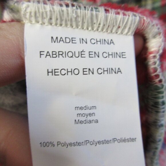 Pottery Barn Women's Plaid Robe Medium Red Multicolor Belted Long Sleeve 692 - Picture 4 of 10